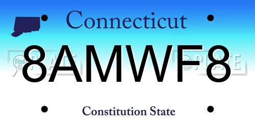 8AMWF8 Connecticut License Plate