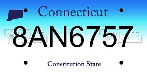 8AN6757 Connecticut License Plate