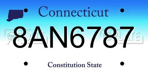 8AN6787 Connecticut License Plate