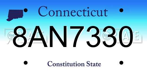 8AN7330 Connecticut License Plate