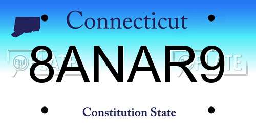 8ANAR9 Connecticut License Plate