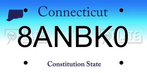 8ANBK0 Connecticut License Plate