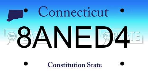 8ANED4 Connecticut License Plate