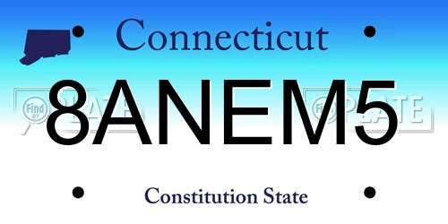 8ANEM5 Connecticut License Plate