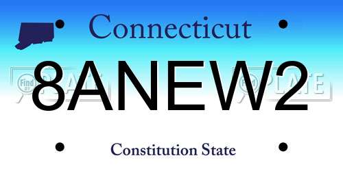 8ANEW2 Connecticut License Plate