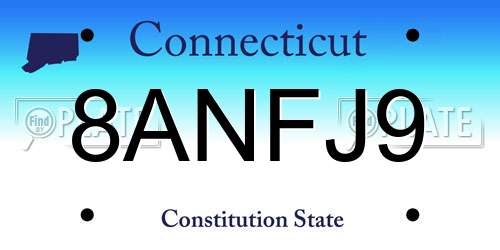 8ANFJ9 Connecticut License Plate