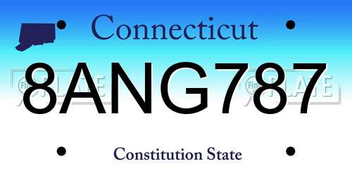 8ANG787 Connecticut License Plate
