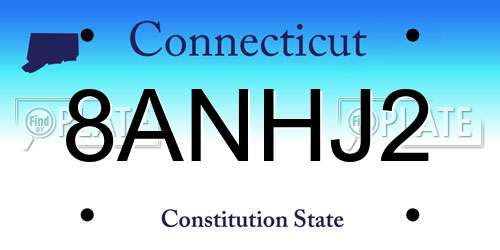 8ANHJ2 Connecticut License Plate
