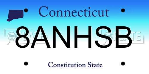 8ANHSB Connecticut License Plate