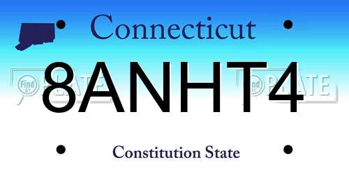 8ANHT4 Connecticut License Plate