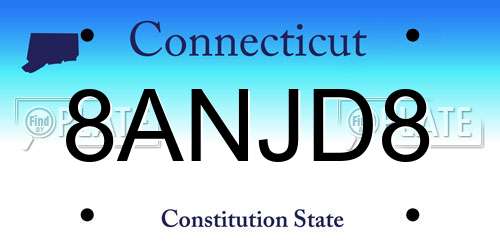 8ANJD8 Connecticut License Plate