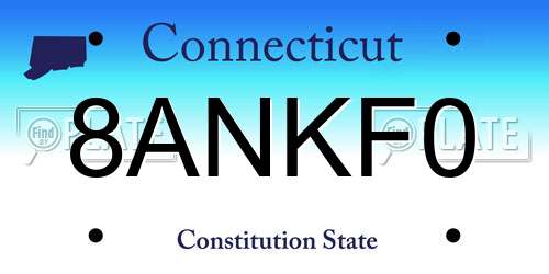 8ANKF0 Connecticut License Plate