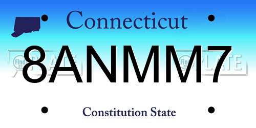 8ANMM7 Connecticut License Plate