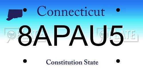 8APAU5 Connecticut License Plate
