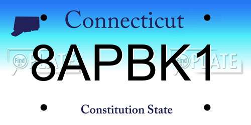 8APBK1 Connecticut License Plate