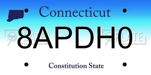 8APDH0 Connecticut License Plate