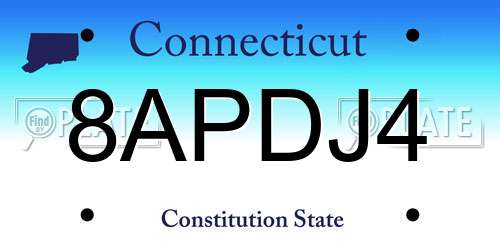 8APDJ4 Connecticut License Plate