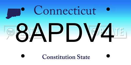 8APDV4 Connecticut License Plate