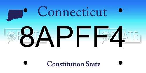 8APFF4 Connecticut License Plate