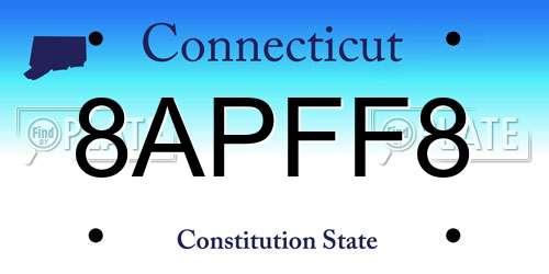8APFF8 Connecticut License Plate