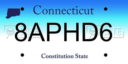 8APHD6 Connecticut License Plate