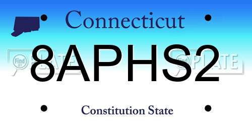 8APHS2 Connecticut License Plate