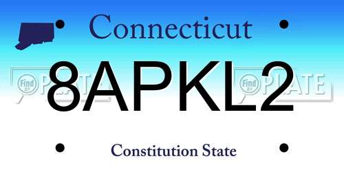 8APKL2 Connecticut License Plate