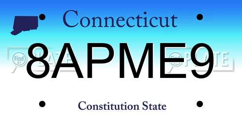 8APME9 Connecticut License Plate
