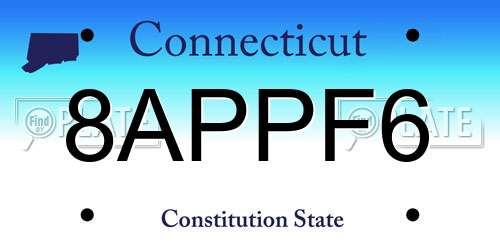 8APPF6 Connecticut License Plate