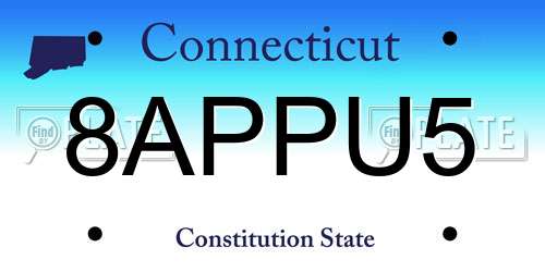8APPU5 Connecticut License Plate