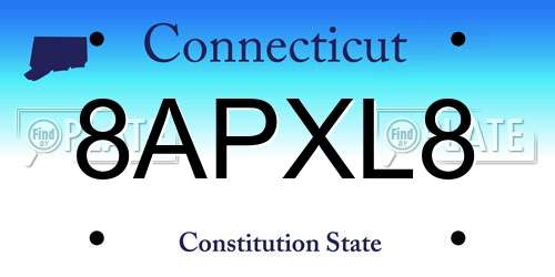 8APXL8 Connecticut License Plate
