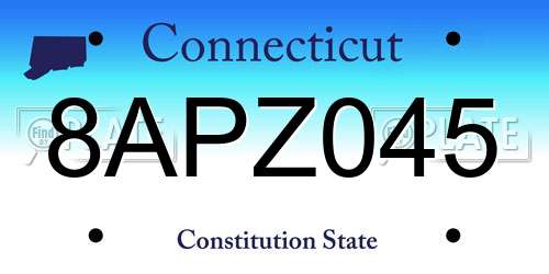 8APZ045 Connecticut License Plate