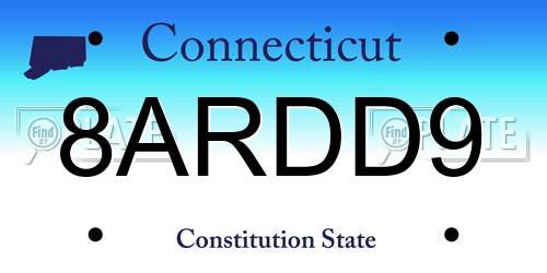 8ARDD9 Connecticut License Plate