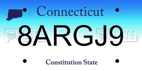 8ARGJ9 Connecticut License Plate
