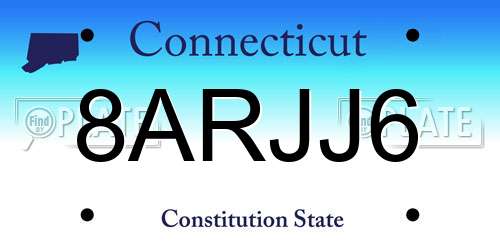8ARJJ6 Connecticut License Plate