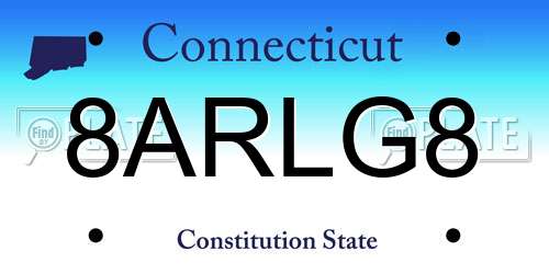 8ARLG8 Connecticut License Plate