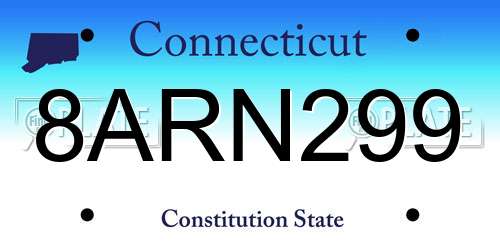 8ARN299 Connecticut License Plate