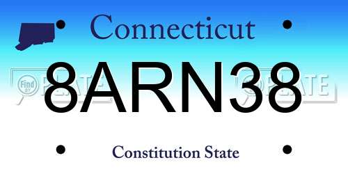 8ARN38 Connecticut License Plate