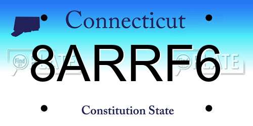 8ARRF6 Connecticut License Plate
