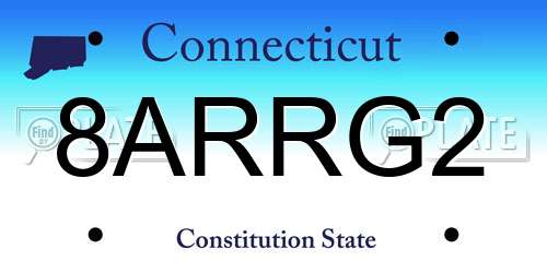 8ARRG2 Connecticut License Plate