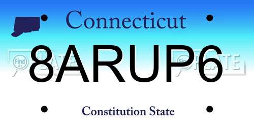 8ARUP6 Connecticut License Plate