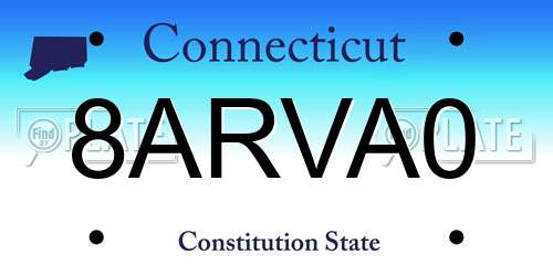 8ARVA0 Connecticut License Plate