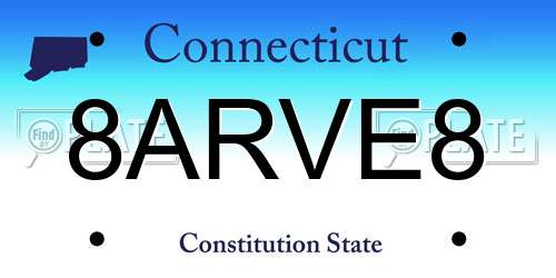 8ARVE8 Connecticut License Plate