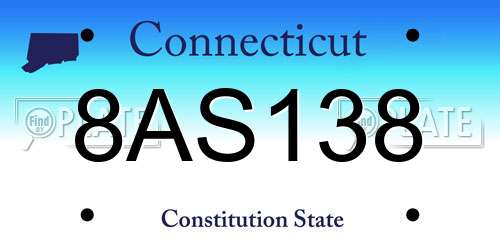 8AS138 Connecticut License Plate