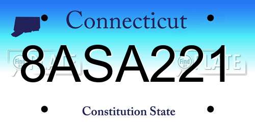8ASA221 Connecticut License Plate