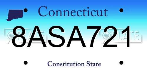 8ASA721 Connecticut License Plate