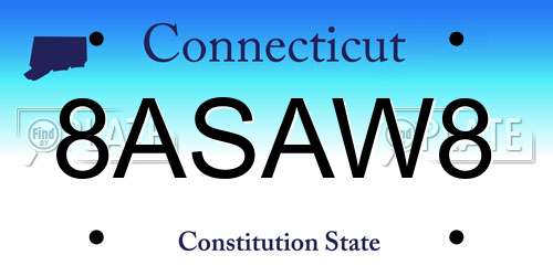 8ASAW8 Connecticut License Plate