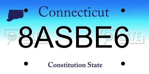 8ASBE6 Connecticut License Plate