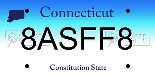 8ASFF8 Connecticut License Plate