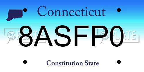 8ASFP0 Connecticut License Plate